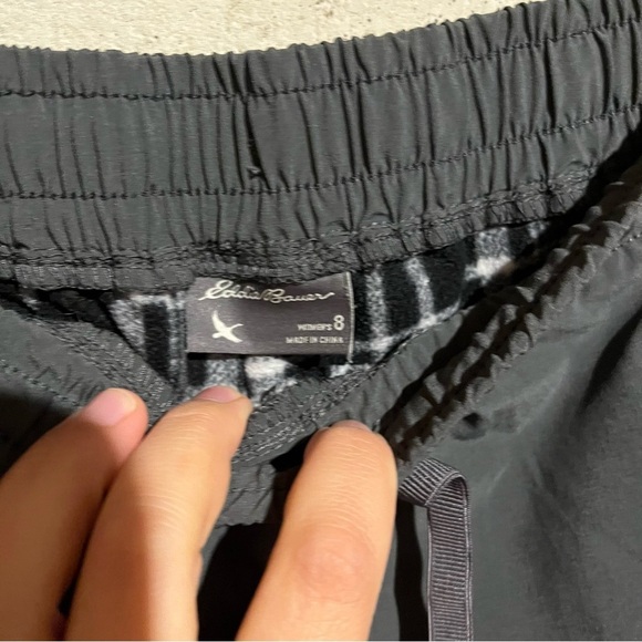 Eddie Bauer Polar Fleece Lined Jogger Pants Women Sz 8 Flannel Cargo Pockets - Picture 5 of 12